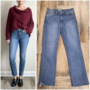 Morrison Slim Straight Jean The Friend Fray Hem Blue Stretch Denim Size 27